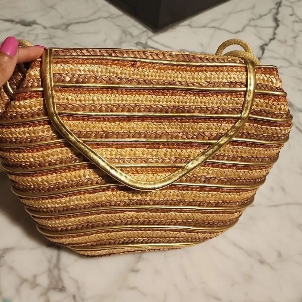 Vintage multi-color straw bag